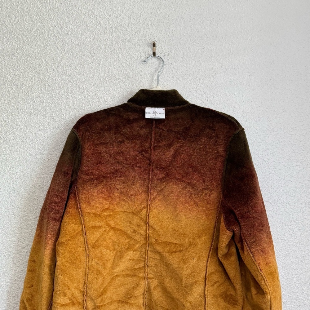 VTG Reversible Jacket Red Faux Suede + Fur Casual Button Up Boho Artsy Leaf L - Picture 13 of 14